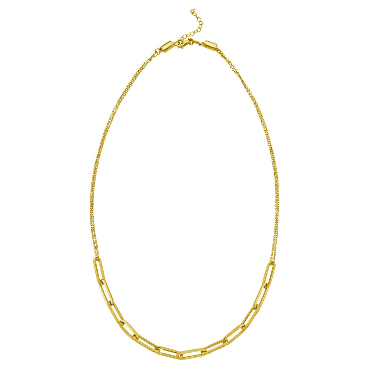 14K Yellow Gold Adjustable Paperclip Link Necklace, view 2