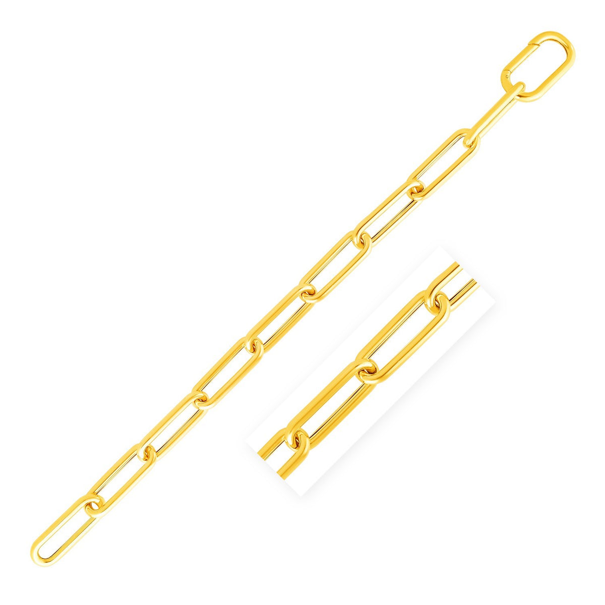 14K Yellow Gold Rounded Paperclip Chain Necklace
