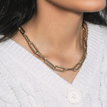 14K Yellow Gold Rounded Paperclip Chain Necklace, view 10