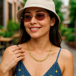 14K Yellow Gold Rounded Paperclip Chain Necklace, view 11
