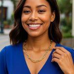 14K Yellow Gold Rounded Paperclip Chain Necklace, view 12