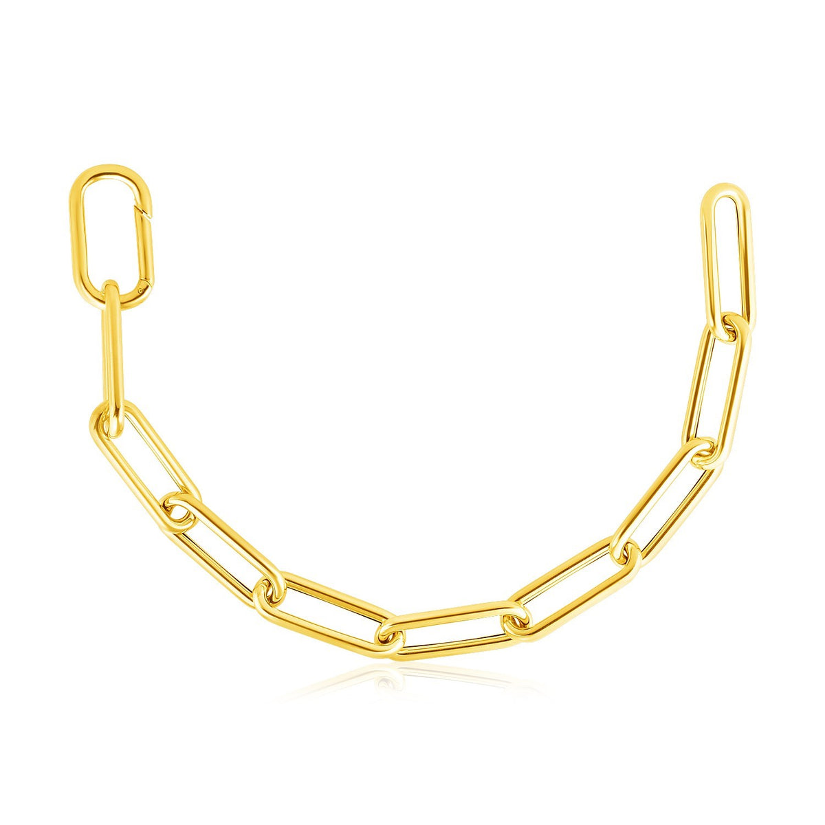 14K Yellow Gold Rounded Paperclip Chain Necklace, view 2