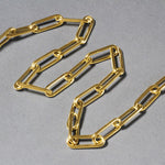 14K Yellow Gold Rounded Paperclip Chain Necklace, view 4