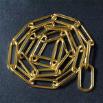14K Yellow Gold Rounded Paperclip Chain Necklace, view 5