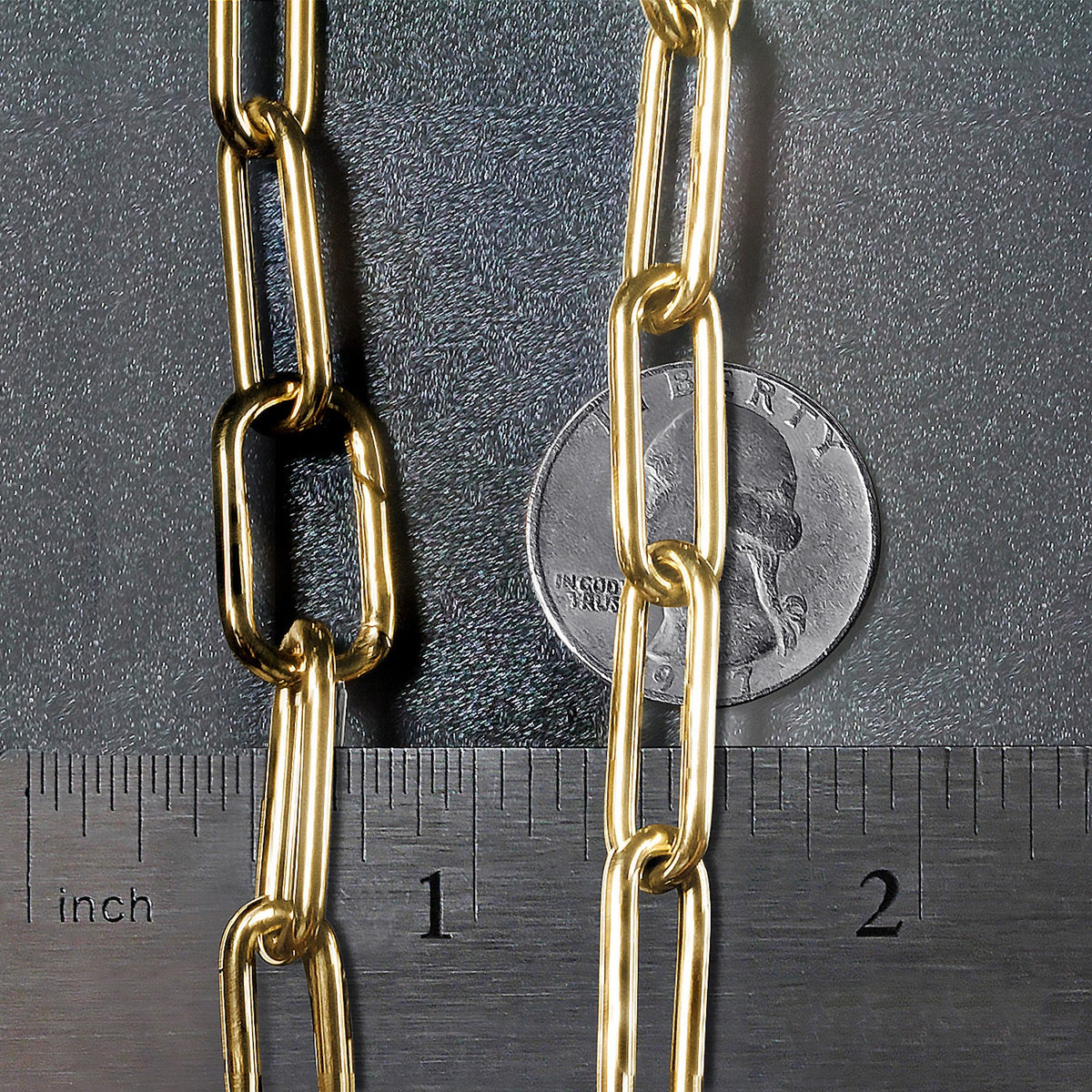 14K Yellow Gold Rounded Paperclip Chain Necklace, view 6