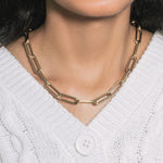 14K Yellow Gold Rounded Paperclip Chain Necklace, view 9