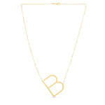 14K Yellow Gold Yours Truly Large Initial B Necklace, view 2