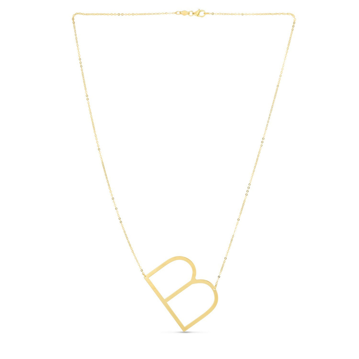 14K Yellow Gold Yours Truly Large Initial B Necklace, view 2