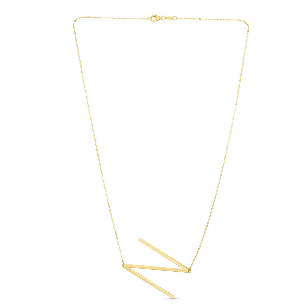14K Yellow Gold Yours Truly Large Initial N Necklace, view 2