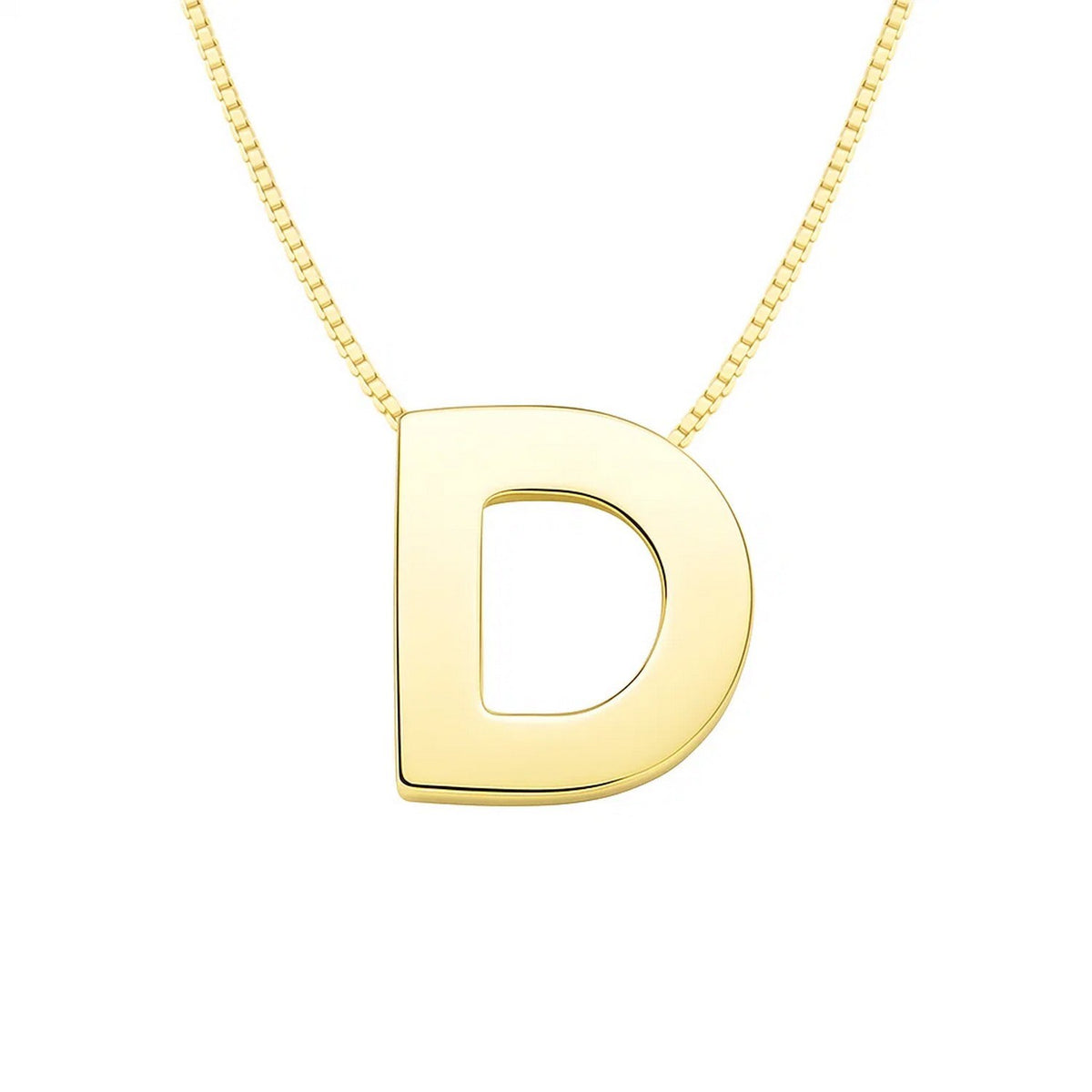 14K Yellow Gold Yours Truly Block Letter Initial D Necklace, view 2