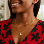 14K Yellow Gold Yours Truly Block Letter Initial D Necklace, view 4