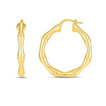 14K Yellow Gold Large Bamboo Hoops