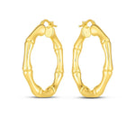 14K Yellow Gold Large Bamboo Hoops, view 2