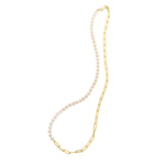 5mm Pearl and Lite Paperclip Necklace in 14K Yellow Gold, view 2