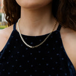 5mm Pearl and Lite Paperclip Necklace in 14K Yellow Gold, view 7