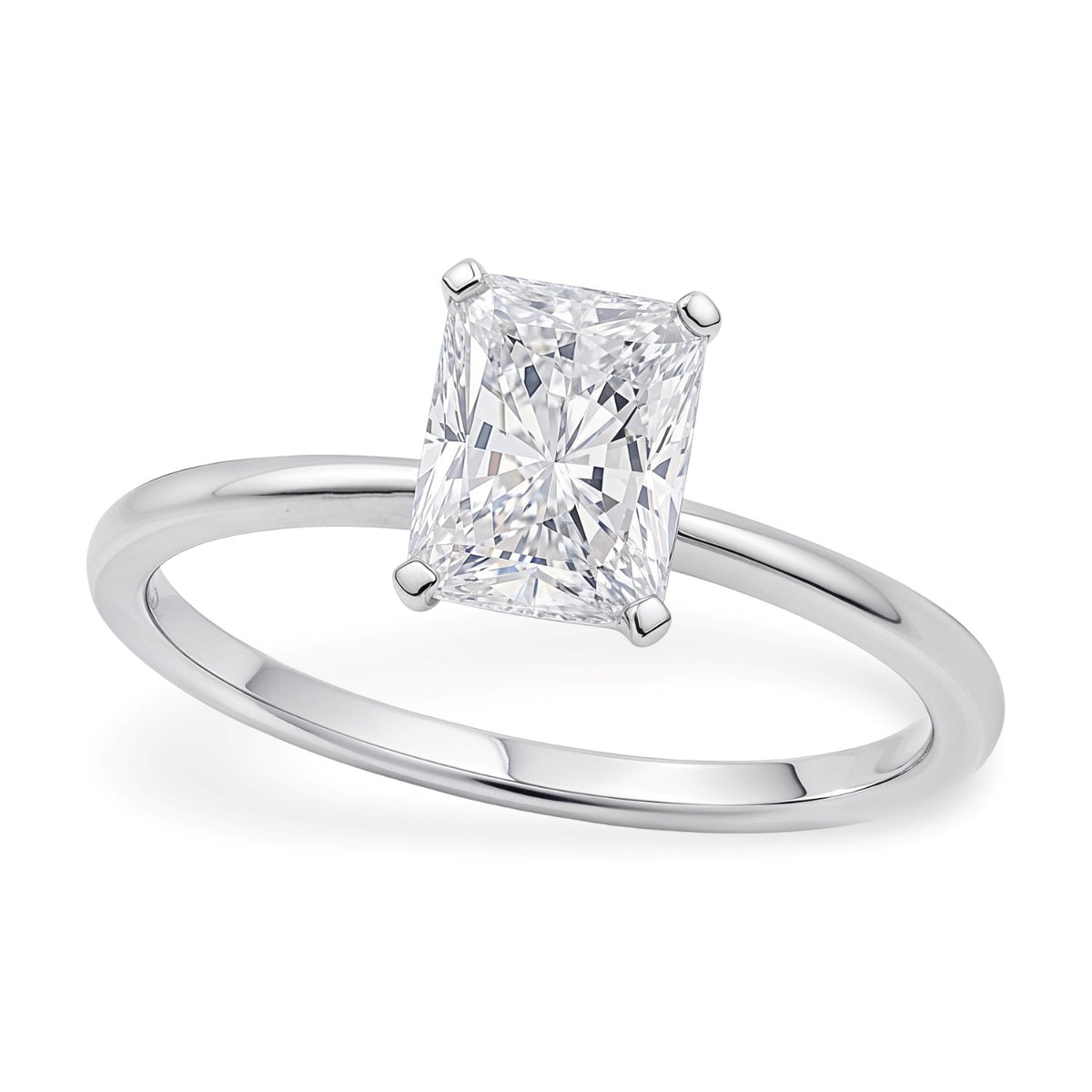 1 1/2 Carat Radiant Lab Grown IGI G/VS1 Diamond Solitaire Ring in 10K White Gold
