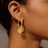 14K Yellow Gold Endless Star Charm Huggie Hoop Earrings