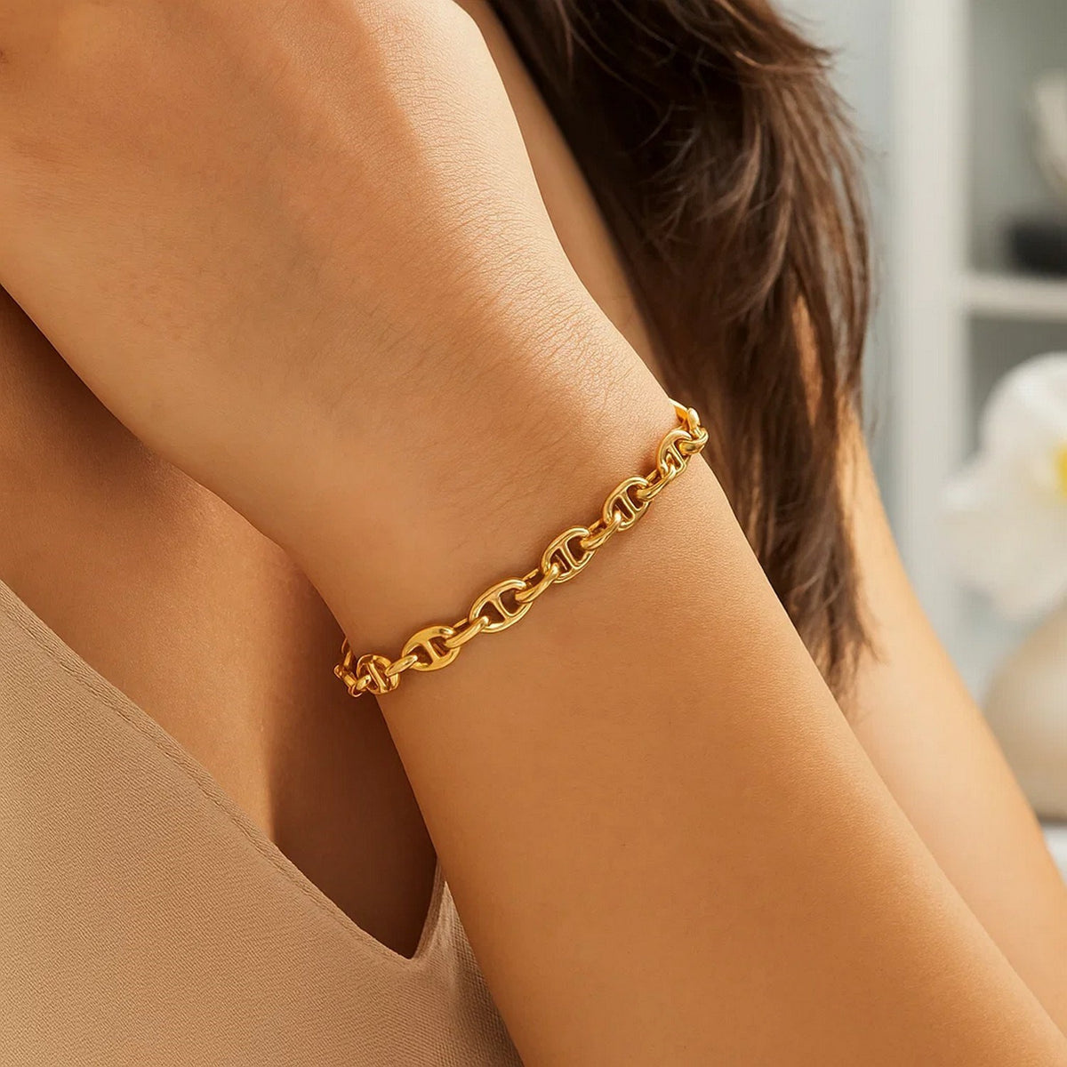 14K Yellow Gold High Polish Mariner Link Bracelet (5.40 mm), view 3