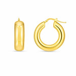 14K Yellow Gold Medium Puffy Hoops