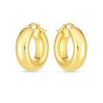 14K Yellow Gold Medium Puffy Hoops, view 2