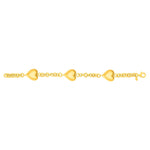 Sterling Silver Yellow Gold Plated Extra Puffed Triple Heart Bracelet, view 3