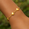 Sterling Silver Yellow Gold Plated Extra Puffed Triple Heart Bracelet, view 5