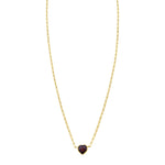14K Yellow Gold Garnet Heart Necklace (1.50 mm)