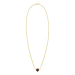 14K Yellow Gold Garnet Heart Necklace (1.50 mm), view 2