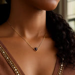 14K Yellow Gold Garnet Heart Necklace (1.50 mm), view 3