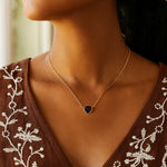 14K Yellow Gold Garnet Heart Necklace (1.50 mm), view 4