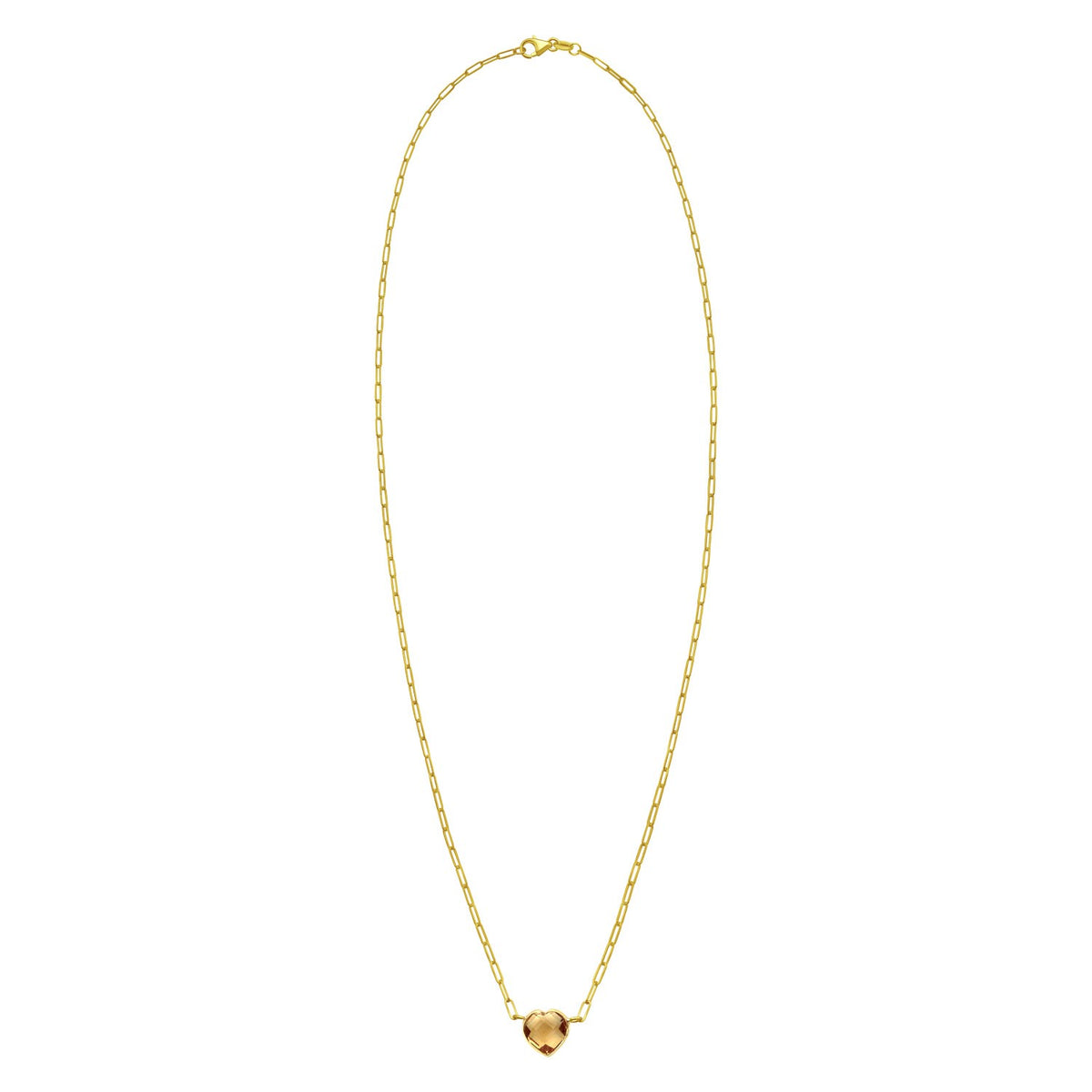 14K Yellow Gold Citrine Heart Necklace (1.50 mm), view 2