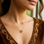 14K Yellow Gold Citrine Heart Necklace (1.50 mm), view 4