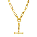 Toggle Necklace with Alternating Chain in 14K Yellow Gold, view 2