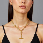 Toggle Necklace with Alternating Chain in 14K Yellow Gold, view 3