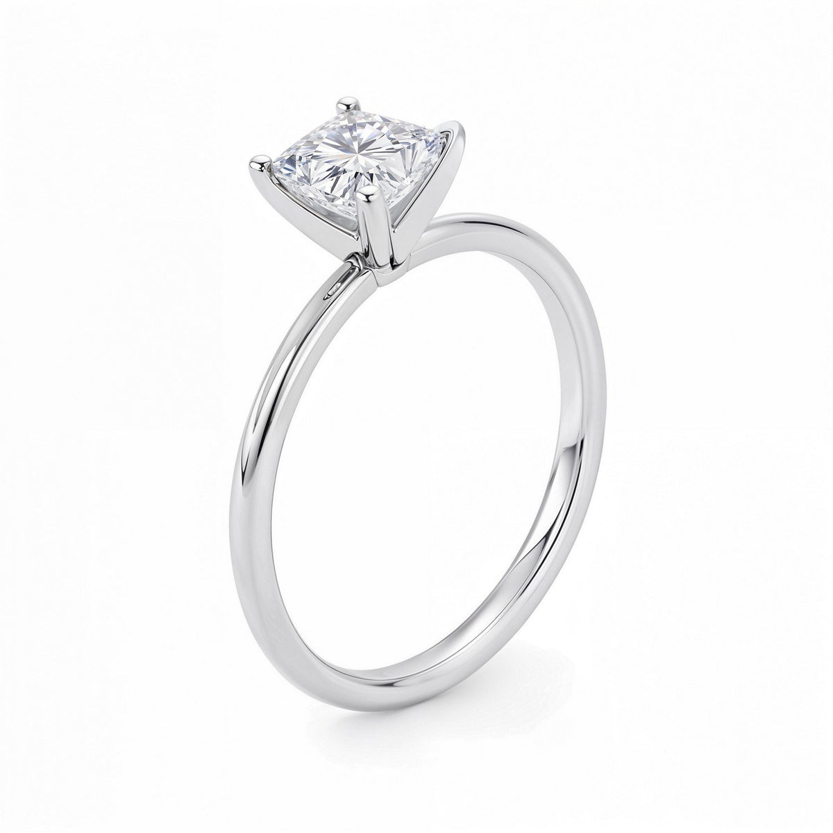 1 Carat Princess Lab Grown IGI G/VS1 Diamond Solitaire Ring in 10K White Gold, view 2
