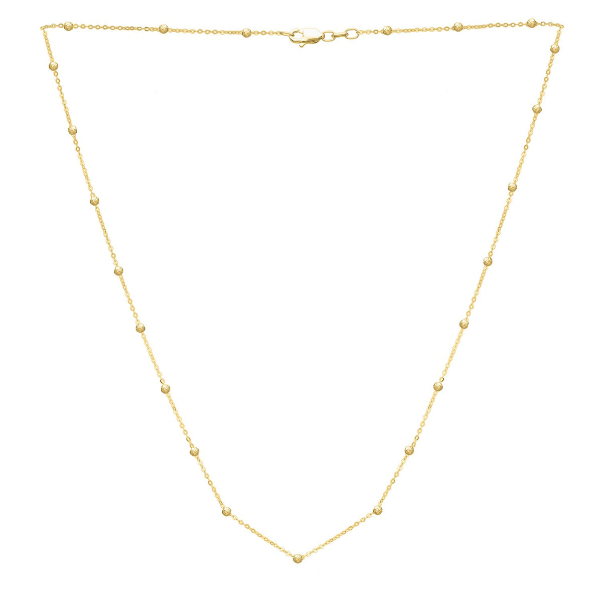 Textured Saturn Bead Necklace in 14K Yellow Gold, view 2