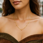 Textured Saturn Bead Necklace in 14K Yellow Gold, view 4