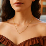 Textured Saturn Bead Necklace in 14K Yellow Gold, view 5