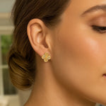 14K Yellow Gold Clover Stud Earrings (12.20 mm), view 2