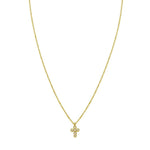 14K Yellow Gold Petite Diamond Cross Necklace, view 2