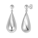 Sterling Silver Rhodium Plated Puffed Teardrop Dangle Earrings, view 2
