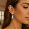 Sterling Silver Rhodium Plated Puffed Teardrop Dangle Earrings