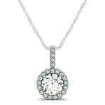 14K White Gold Diamond Halo Round Style Pendant (5/8 cttw)