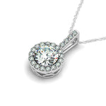 14K White Gold Diamond Halo Round Style Pendant (5/8 cttw), view 2
