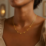 14K Yellow Gold Adjustable Heart Link Necklace, view 4