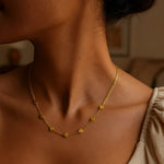 14K Yellow Gold Adjustable Heart Link Necklace, view 5