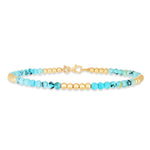14K Yellow Gold Turquoise Pallina Bead Bracelet (3.00 mm), view 2