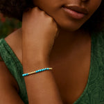 14K Yellow Gold Turquoise Pallina Bead Bracelet (3.00 mm), view 4