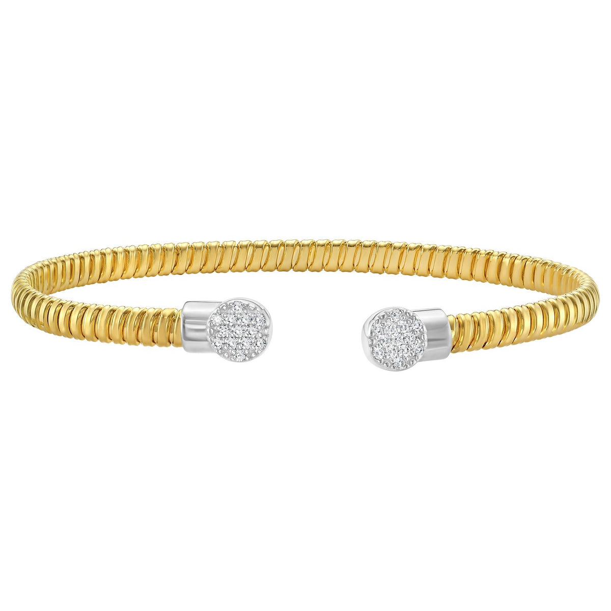 14K Yellow Gold Round End Tubogas Cuff Bangle (3.90 mm), view 2