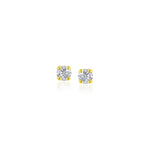 14K Yellow Gold Stud Earrings with Faceted White Cubic Zirconia (2.00 mm)